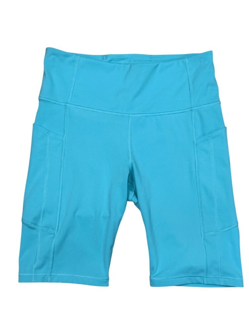 Athleta Ultimate Stash II 9" High Rise Bike Shorts Medium Teal Stretch Activewea